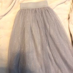 Silver glitter tea length skirt